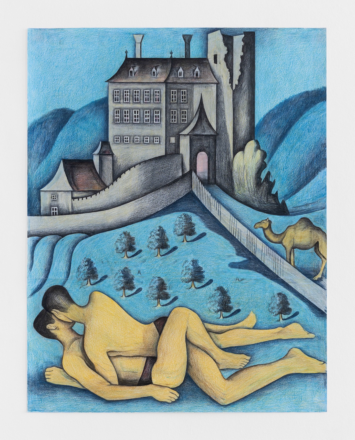 Blue Landscape, 2024, coloured pencil on paper, 104,5 x 81,5 cm