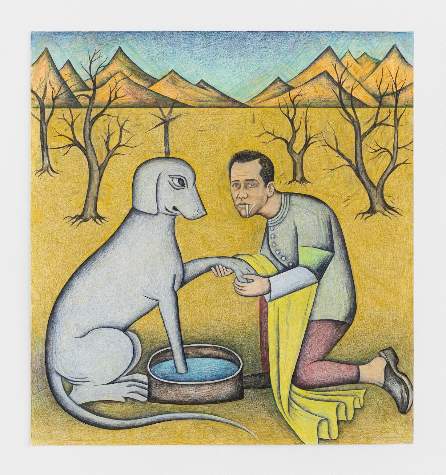 Habits, 2024, coloured pencil on paper, 104,5 x 97 cm